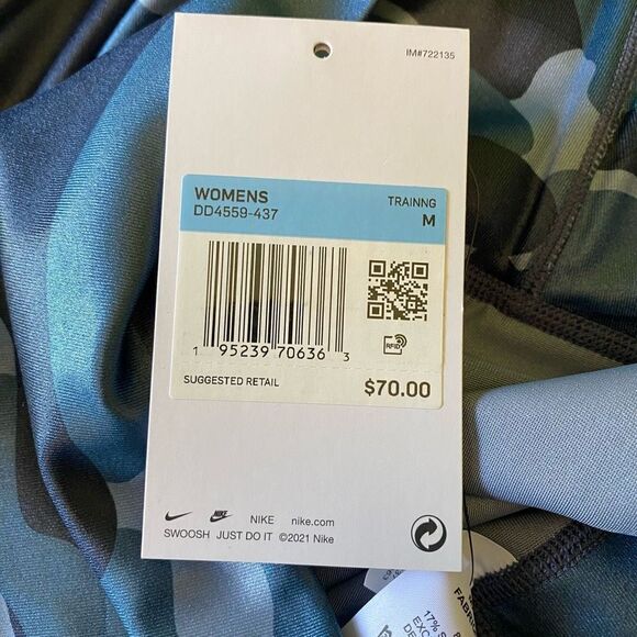 Nike One Blue Camo Leggings Mid-Rise Lightweight Full Length NWT Size Medium - Picture 7 of 9